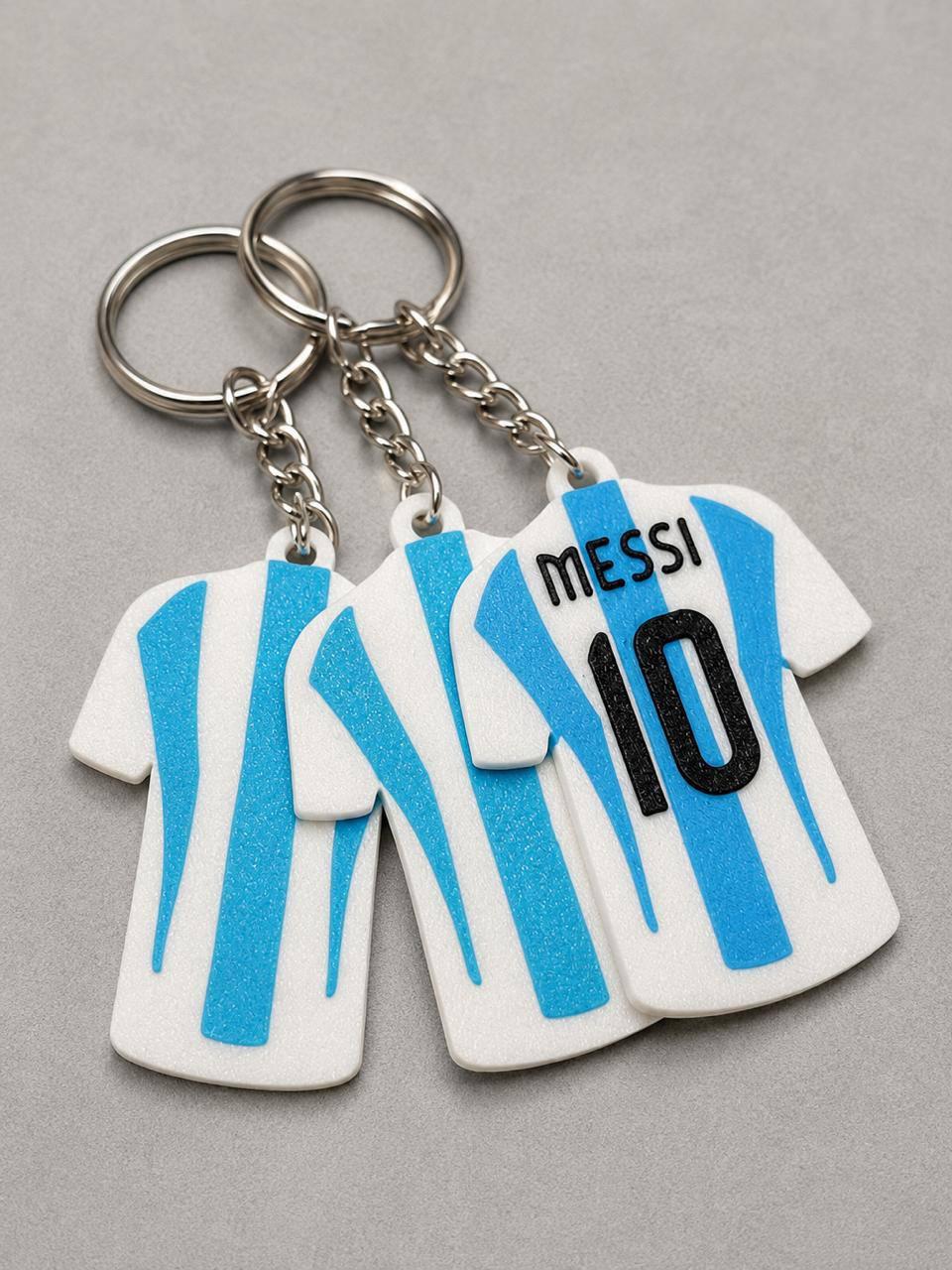 3D printed Lionel Messi Argentina #10 jersey keychain — double-sided fan gift by LayerPop