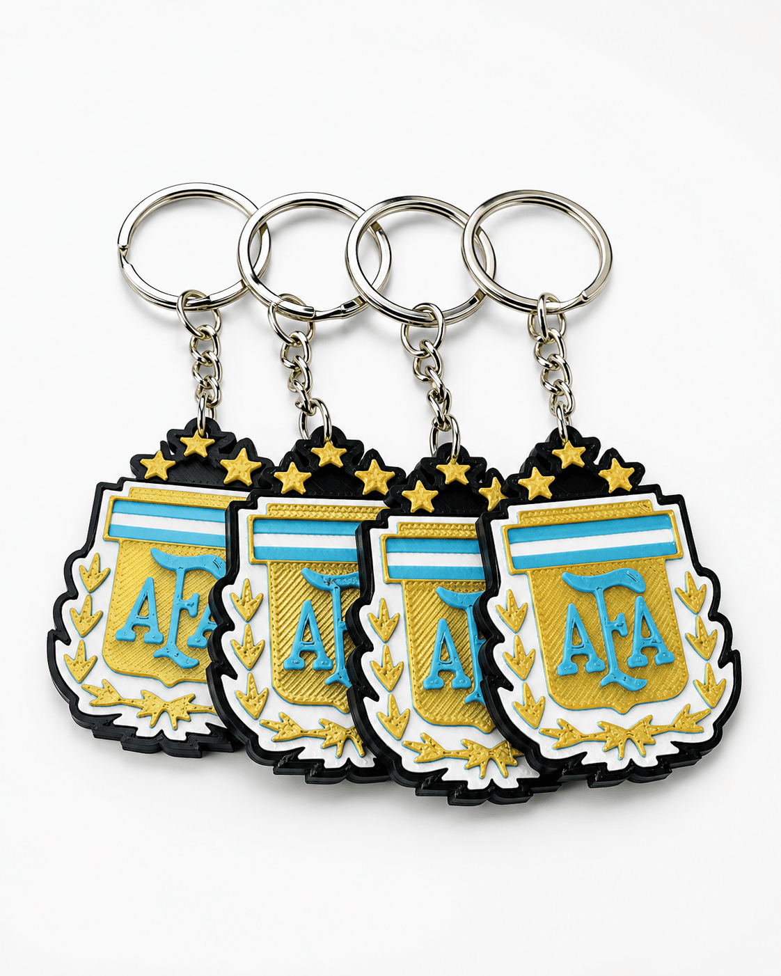 3D printed Argentina AFA football crest keychain — detailed multi-colour fan gift by LayerPop