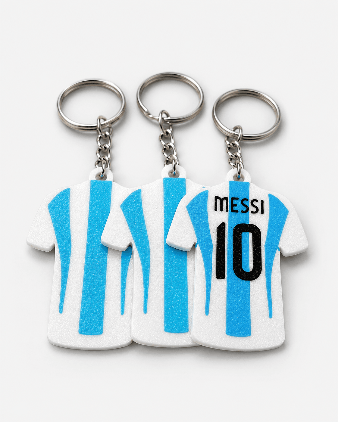 3D printed Lionel Messi Argentina #10 jersey keychain — double-sided fan gift by LayerPop