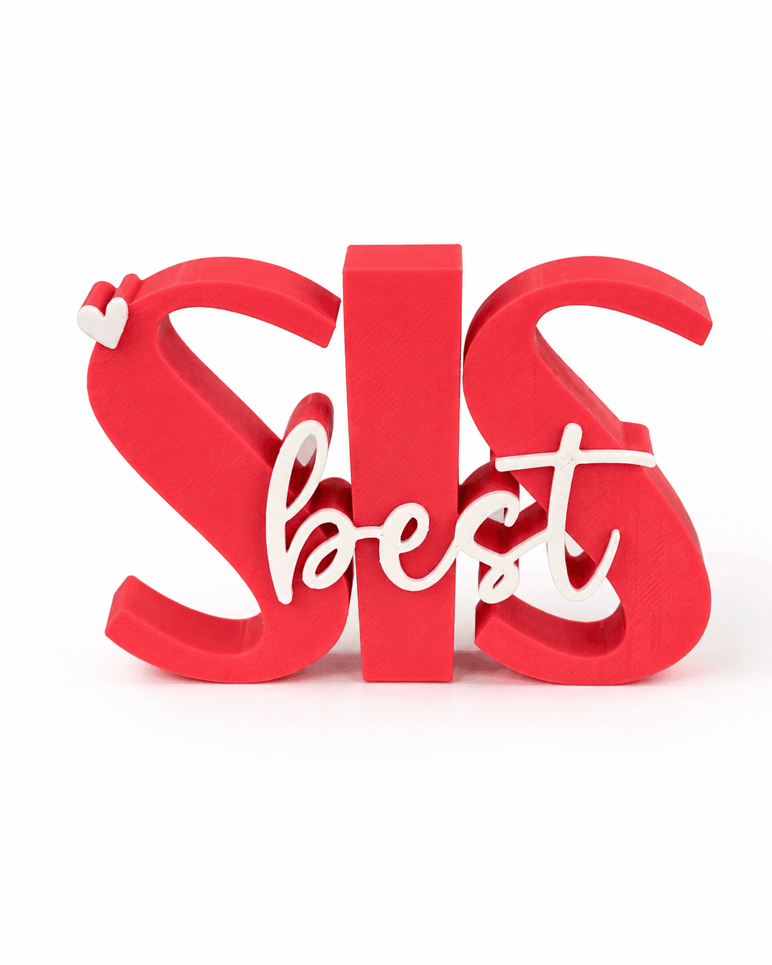 3D printed Best Sis desk prop in pink — sister gift and desk keepsake by LayerPop