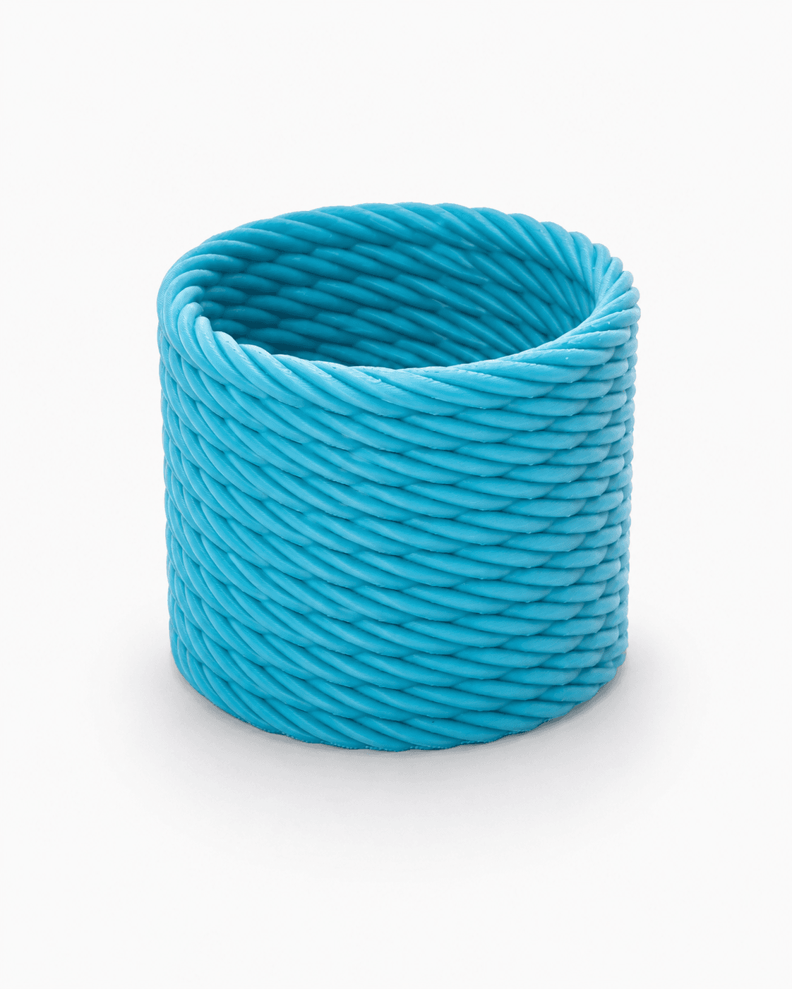 3D printed rope texture planter in sky blue — desk organiser and succulent pot by LayerPop