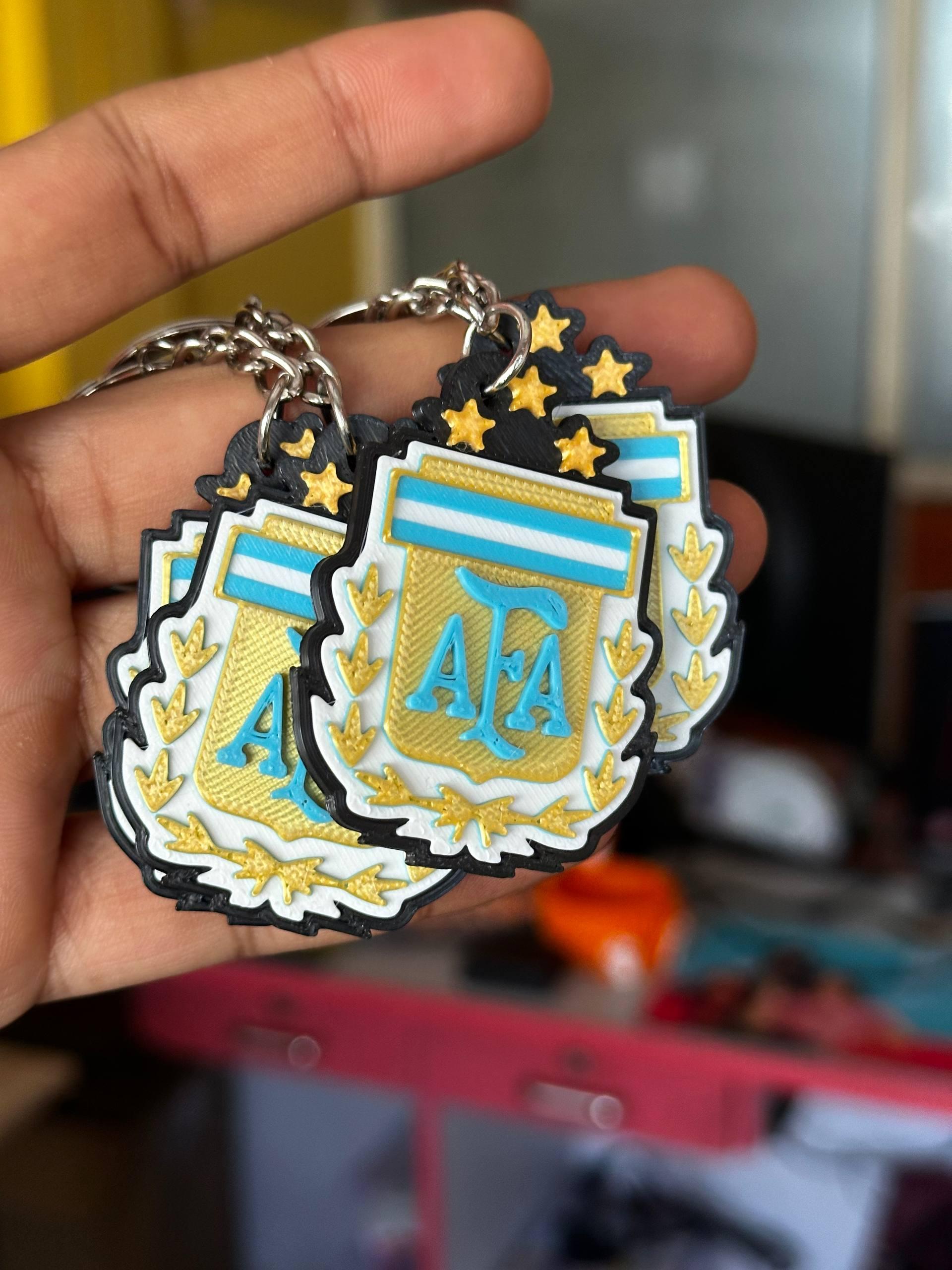 3D printed Argentina AFA football crest keychain — detailed multi-colour fan gift by LayerPop
